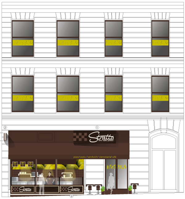 Création d'une vitrine et de la terrasse d'un restaurant snack