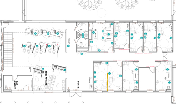 Plan et architecture d'intérieur d'un laboratoire d'analyse médical