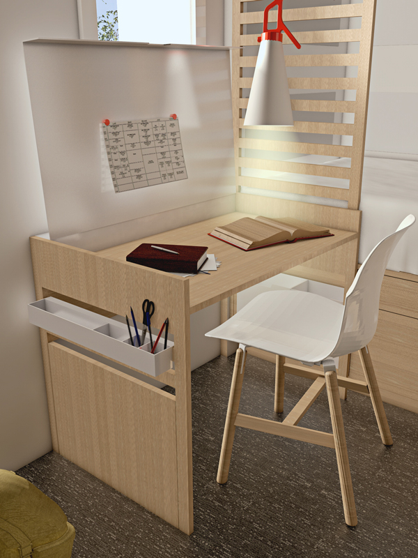 Bureau escamotable, pupitre, travail